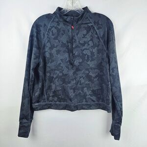 Spyder Active 1/4 Zip Black Camo Cropped Pullover Lg Performance Athleisure